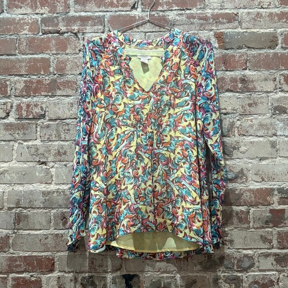 Sundance 100% Silk Patterned Tunic Blouse Size Medium - Picture 2 of 7